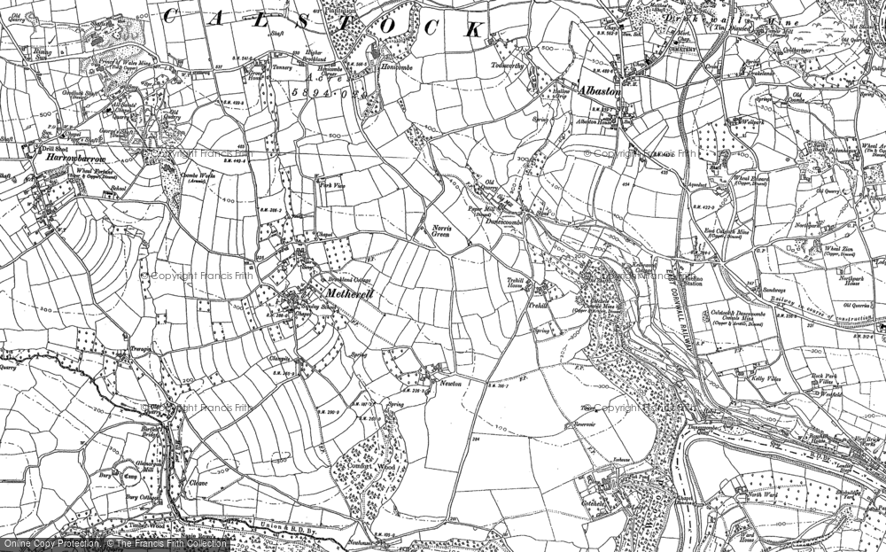 Old Map of Historic Map covering Honicombe in 1905