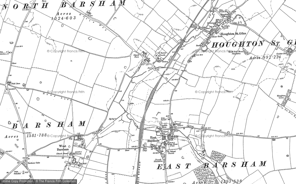 Old Map of North Barsham, 1885 in 1885