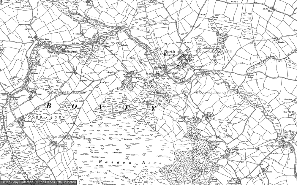 Old Map of North Bovey, 1884 - 1885 in 1884