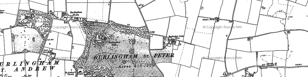 Old map of Burlingham Ho in 1881