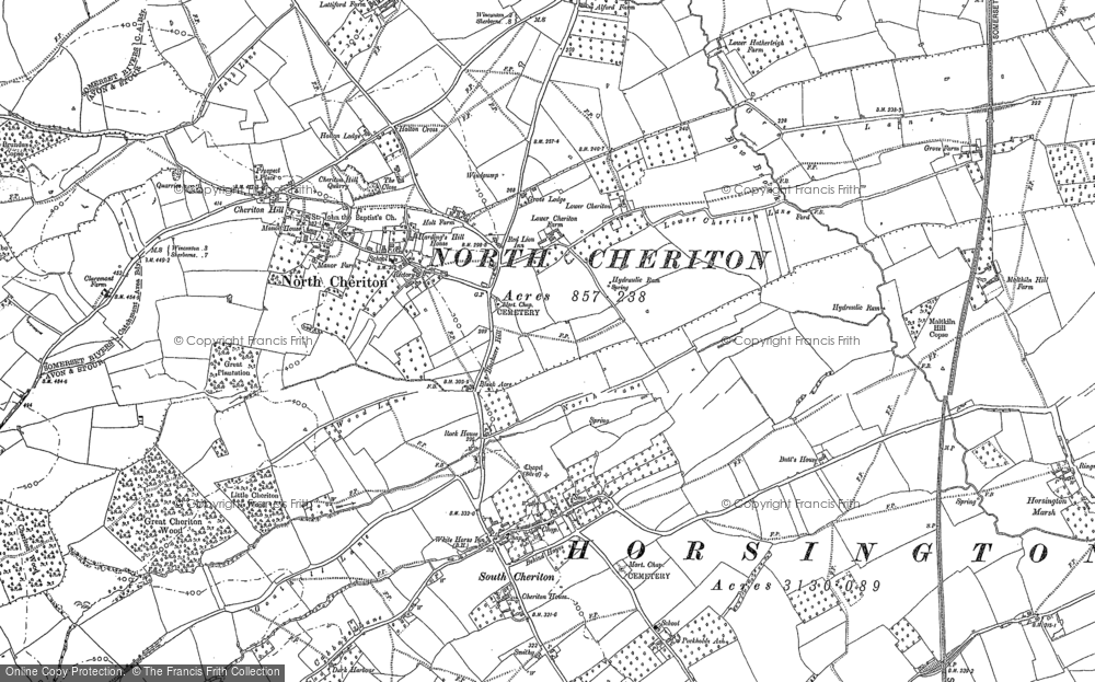 Old Map of Historic Map covering Lattiford in 1885
