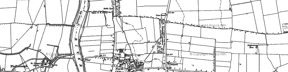 Old map of North Clifton in 1884