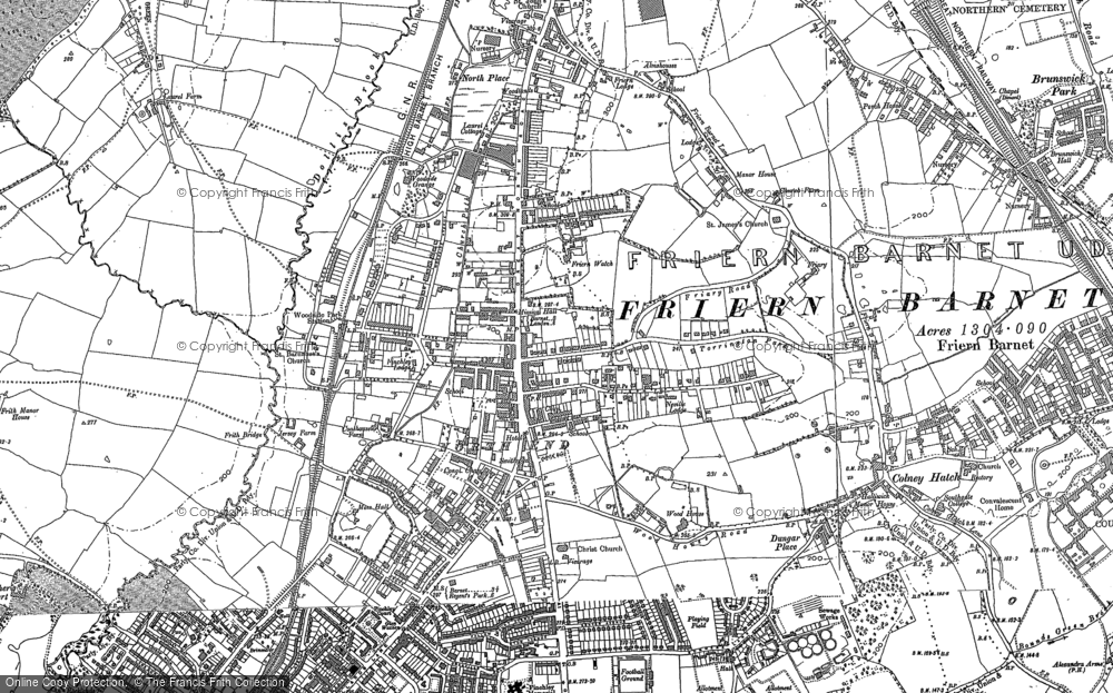 Old Map of North Finchley, 1896 - 1913 in 1896