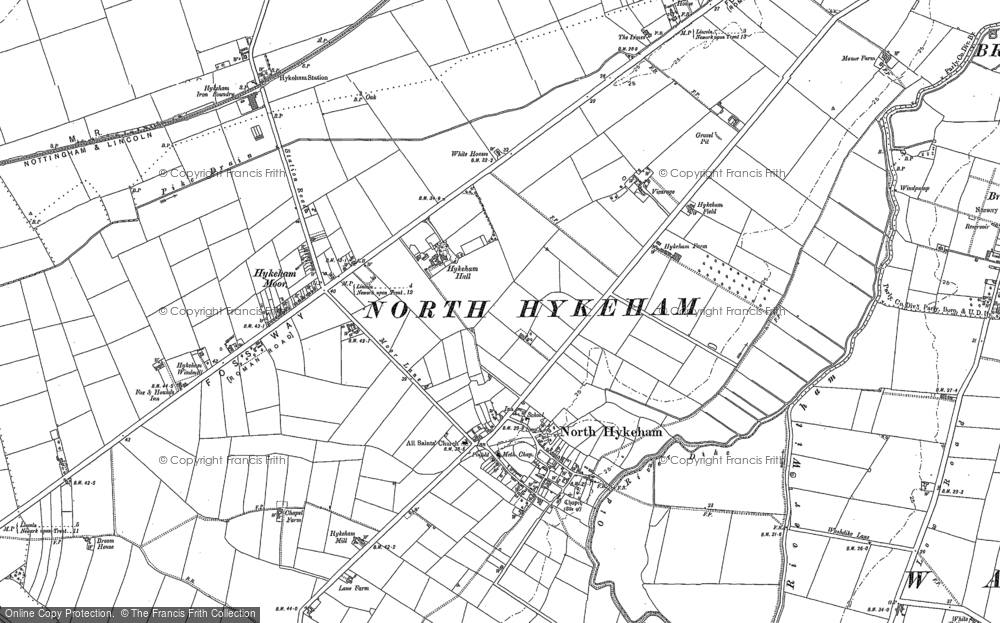 Old Map of North Hykeham, 1886 in 1886