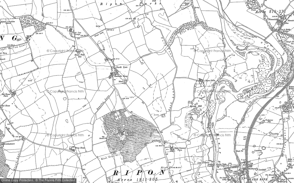 Old Map of North Lees, 1890 in 1890