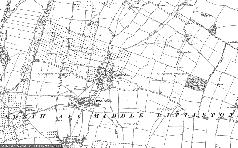 Old Map of Historic Map covering Hoden in 1883