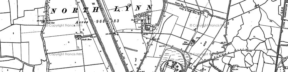 Old map of North Lynn Fm in 1884