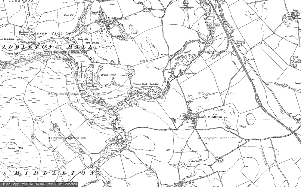 Old Map of Historic Map covering Haugh Head in 1896