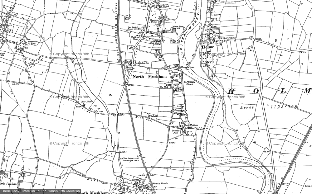 Old Map of North Muskham, 1884 in 1884