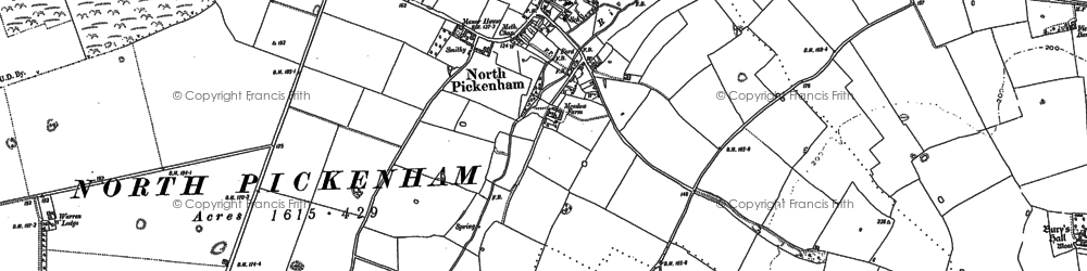 Old map of North Pickenham in 1883