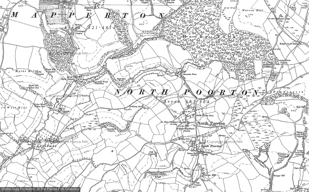 Old Map of North Poorton, 1886 - 1887 in 1886