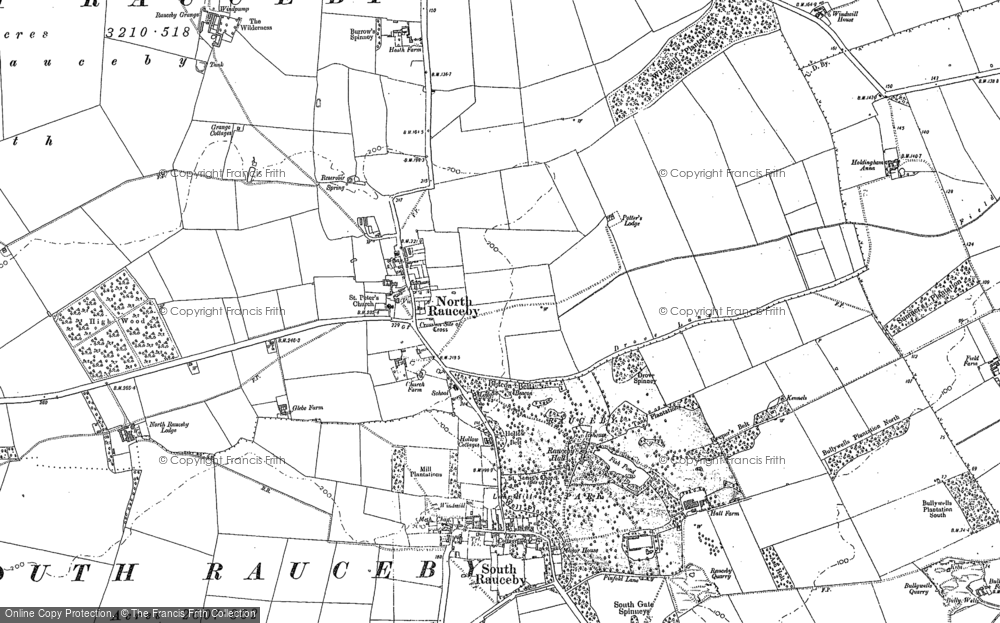 Old Map of North Rauceby, 1887 in 1887