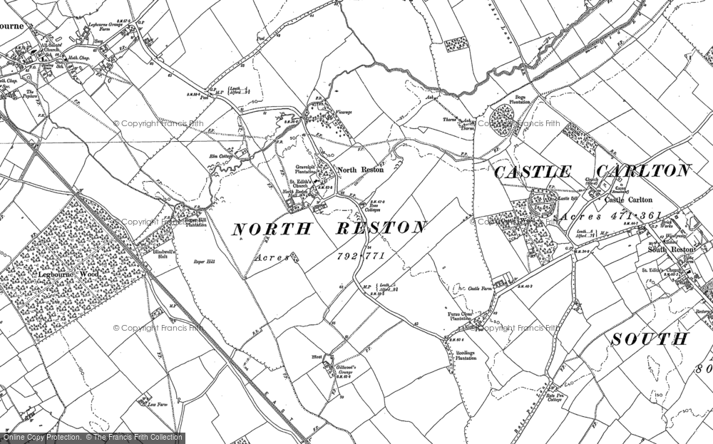 Old Map of North Reston, 1888 in 1888