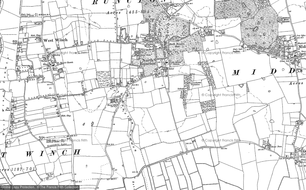 Old Map of North Runcton, 1884 in 1884