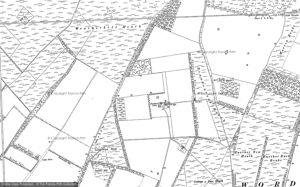 Old Map of Historic Map covering Benjamin's Hurst in 1882