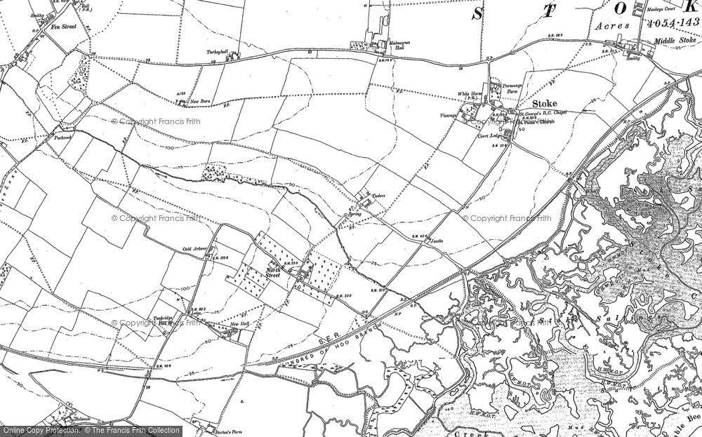 Old Map of Historic Map covering Tunbridge Hill in 1896