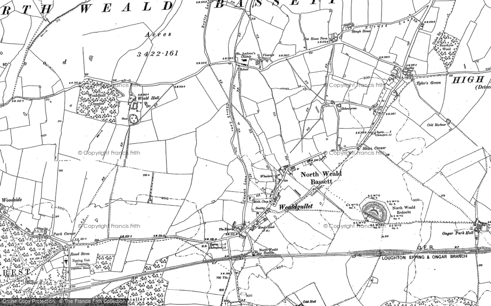 Old Map of North Weald Bassett, 1895 in 1895