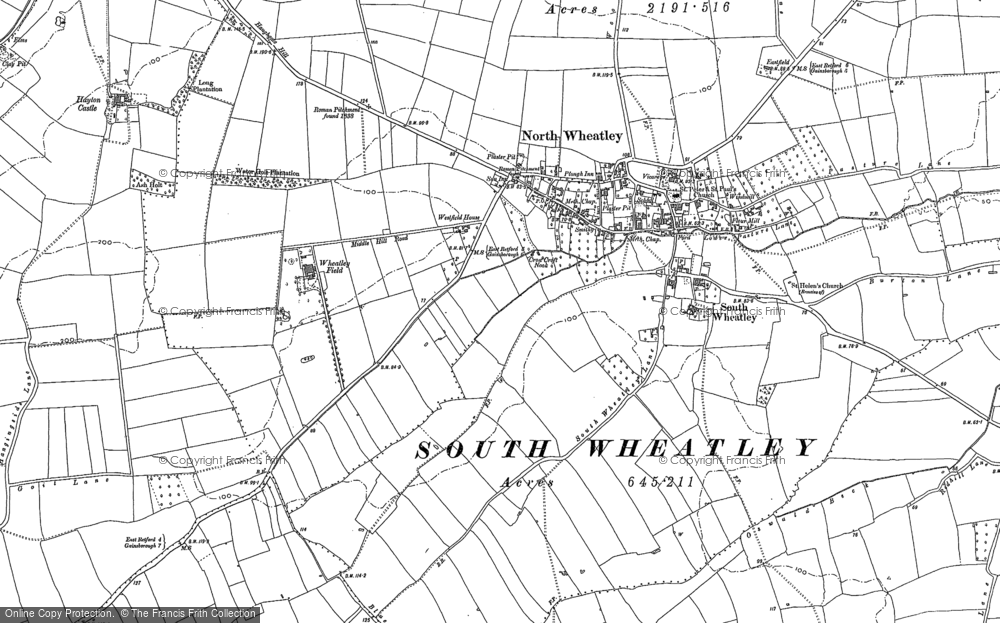 Old Map of Historic Map covering Wheatley Field in 1898