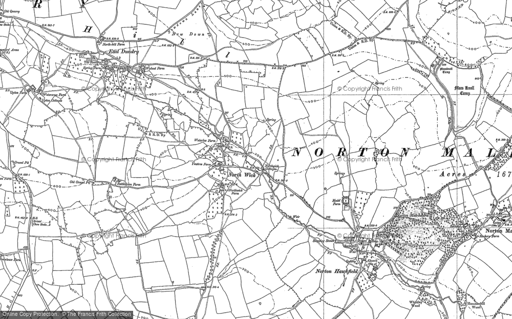 Old Map of Historic Map covering East Dundry in 1883