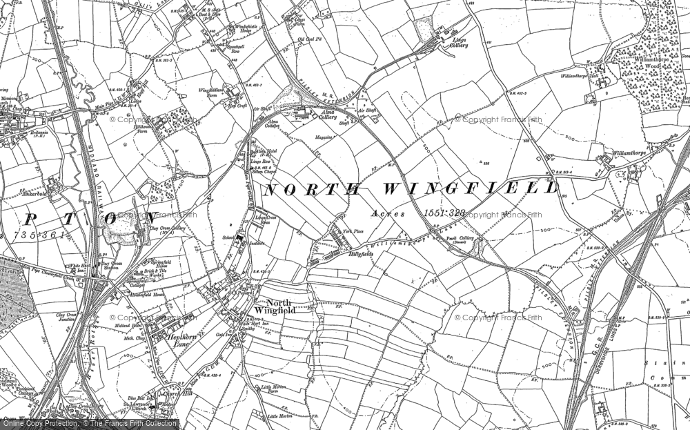 Old Map of North Wingfield, 1877 in 1877