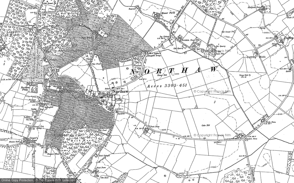 Old Map of Historic Map covering Barvin Hill in 1912