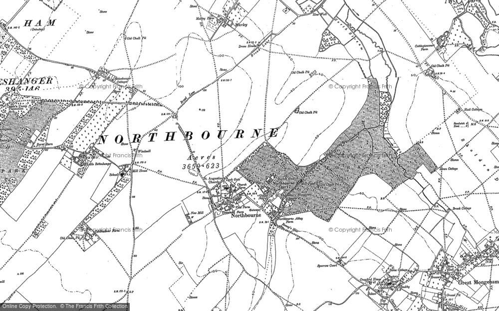Old Map of Northbourne, 1872 - 1897 in 1872