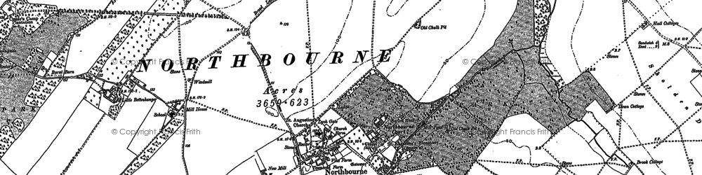 Old map of Northbourne in 1872