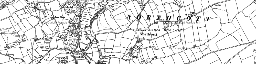 Old map of Hele in 1883