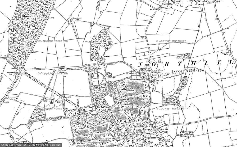Old Map of Northill, 1882 in 1882