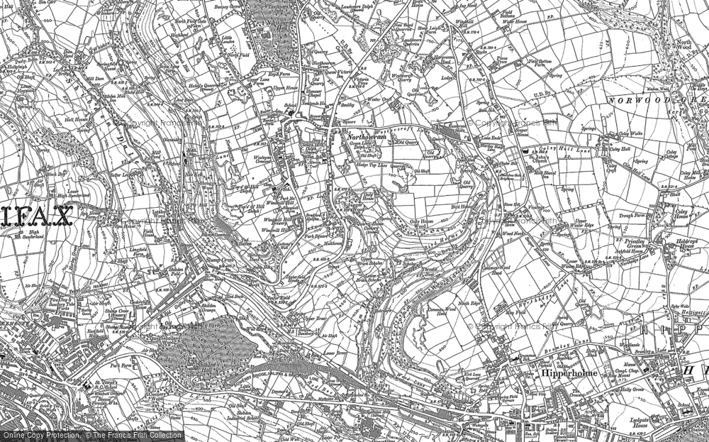 Old Map of Northowram, 1892 in 1892