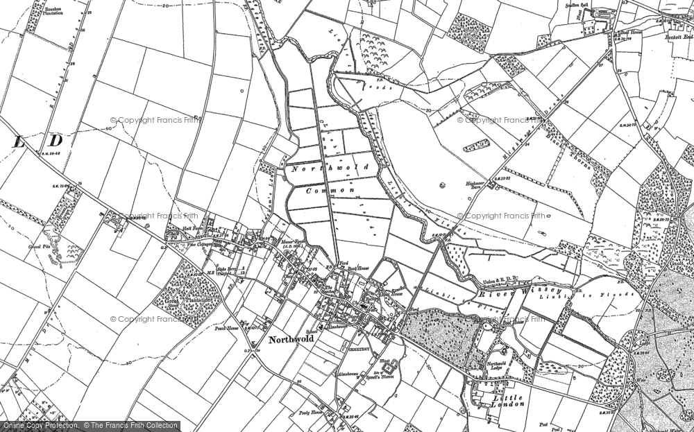 Old Map of Northwold, 1883 - 1884 in 1883
