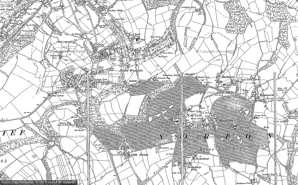 Old Map of Historic Map covering Norton Woodseats in 1897