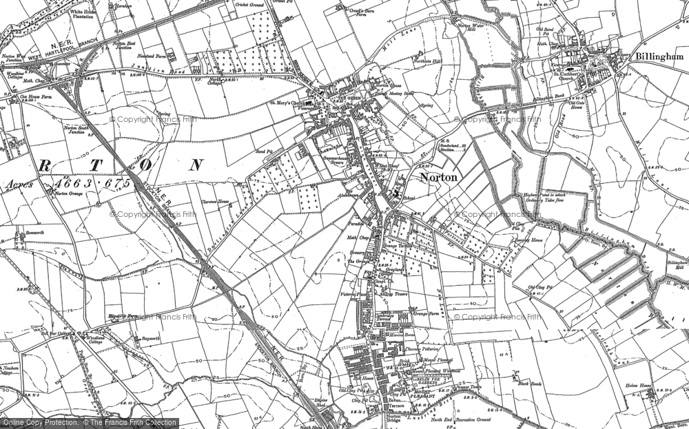 Old Map of Historic Map covering Stockton-on-Tees in 1913