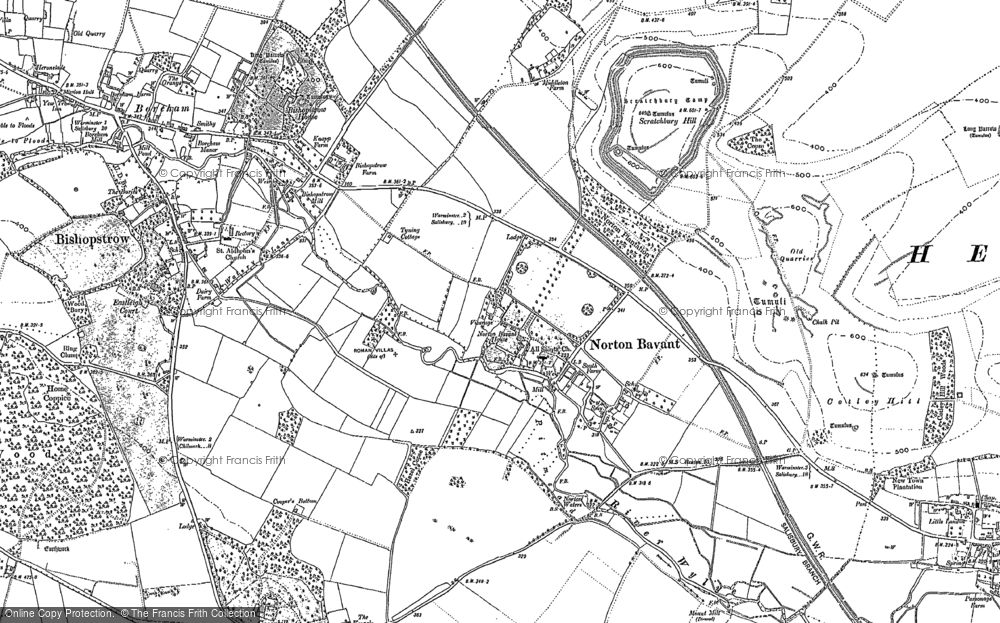 Old Map of Historic Map covering Bishopstrow Down in 1899