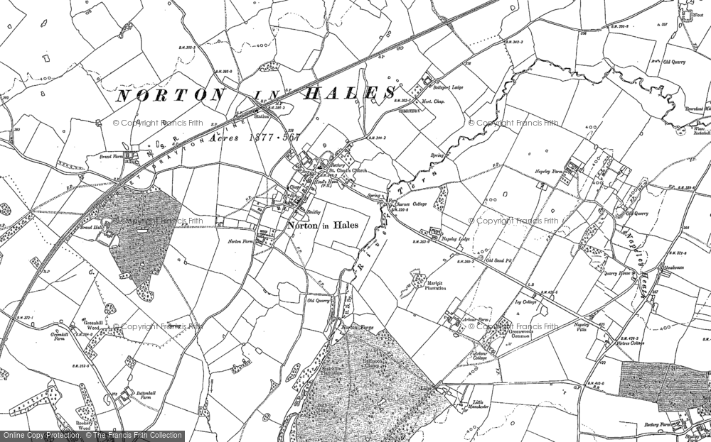 Old Map of Norton in Hales, 1879 in 1879