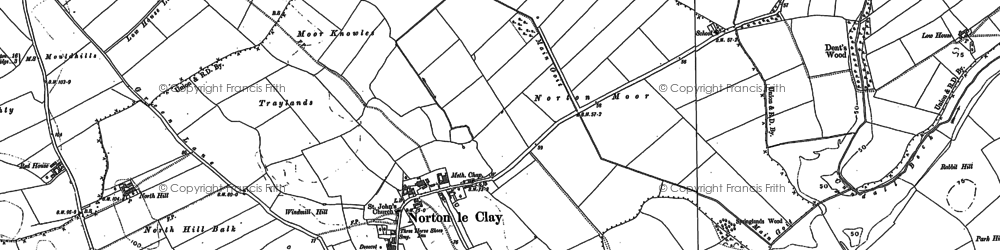 Old map of Norton-le-Clay in 1889
