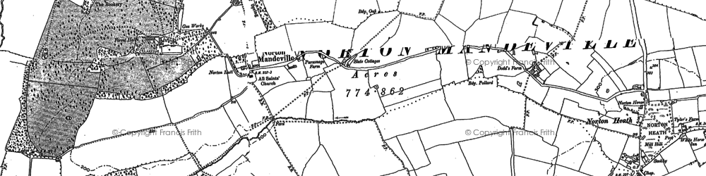 Old map of Norton Mandeville in 1895