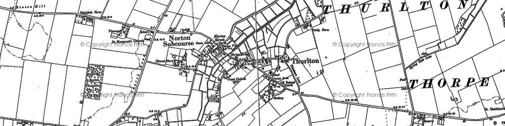 Old map of Norton Subcourse in 1884