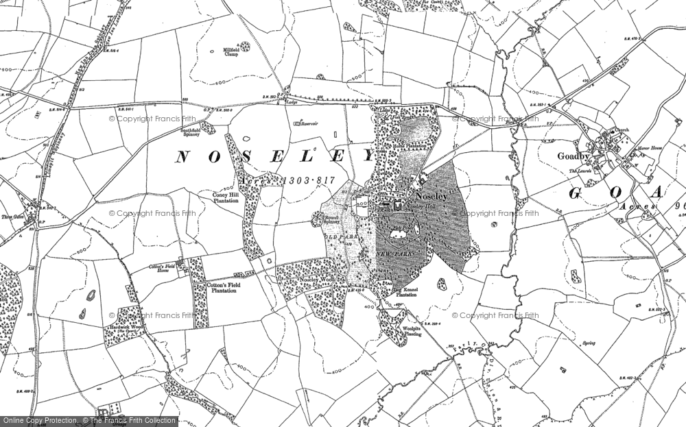 Old Map of Noseley, 1885 - 1902 in 1885