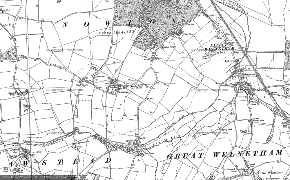 Old Map of Nowton, 1883 - 1884 in 1883