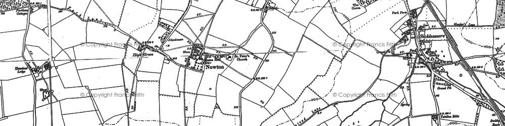 Old map of Nowton in 1883