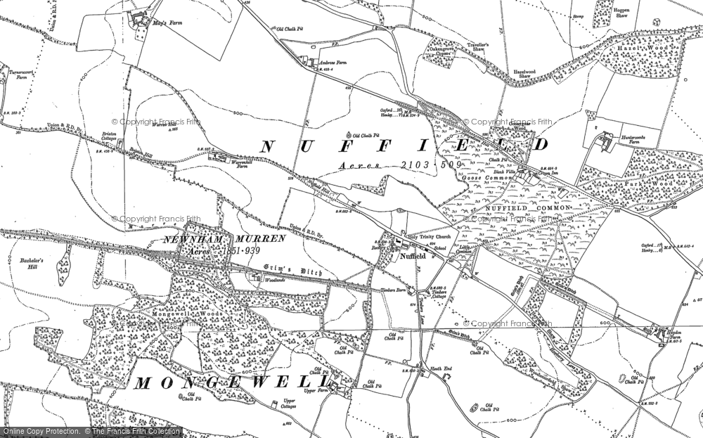 Old Map of Nuffield, 1897 in 1897