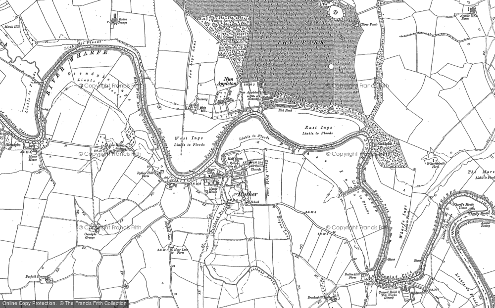 Old Map of Historic Map covering Bolton Grange in 1890