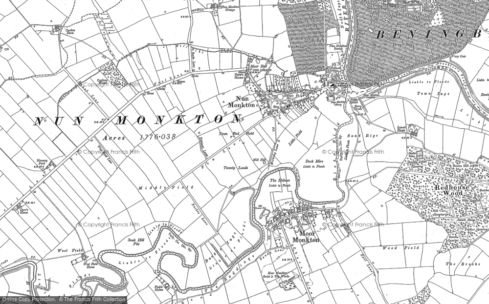 Old Map of Nun Monkton, 1892 in 1892