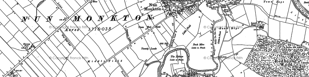 Old map of Nun Monkton in 1892