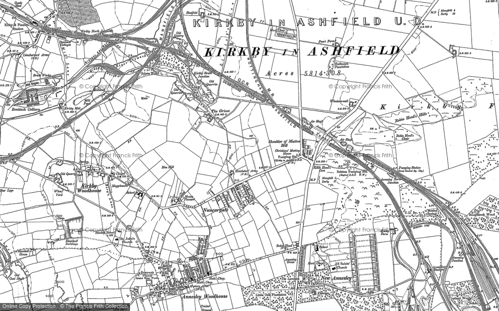 Old Map of Nuncargate, 1898 - 1899 in 1898
