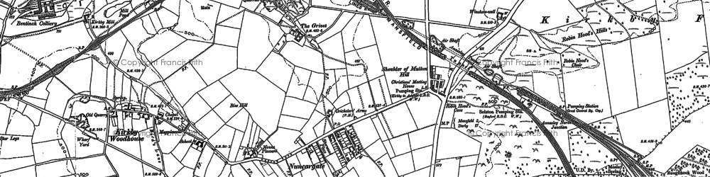 Old map of Nuncargate in 1898