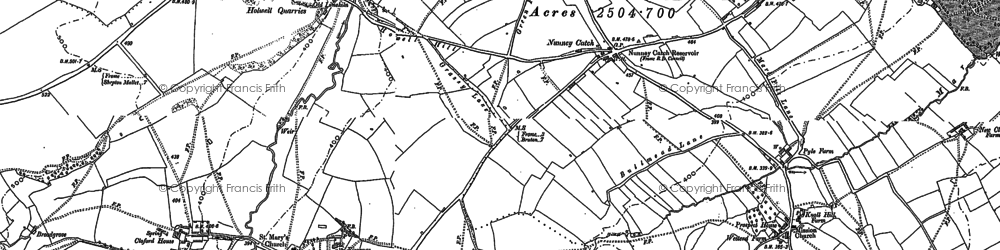 Old map of Nunney Catch in 1884