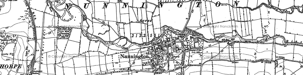 Old map of Nunnington in 1890