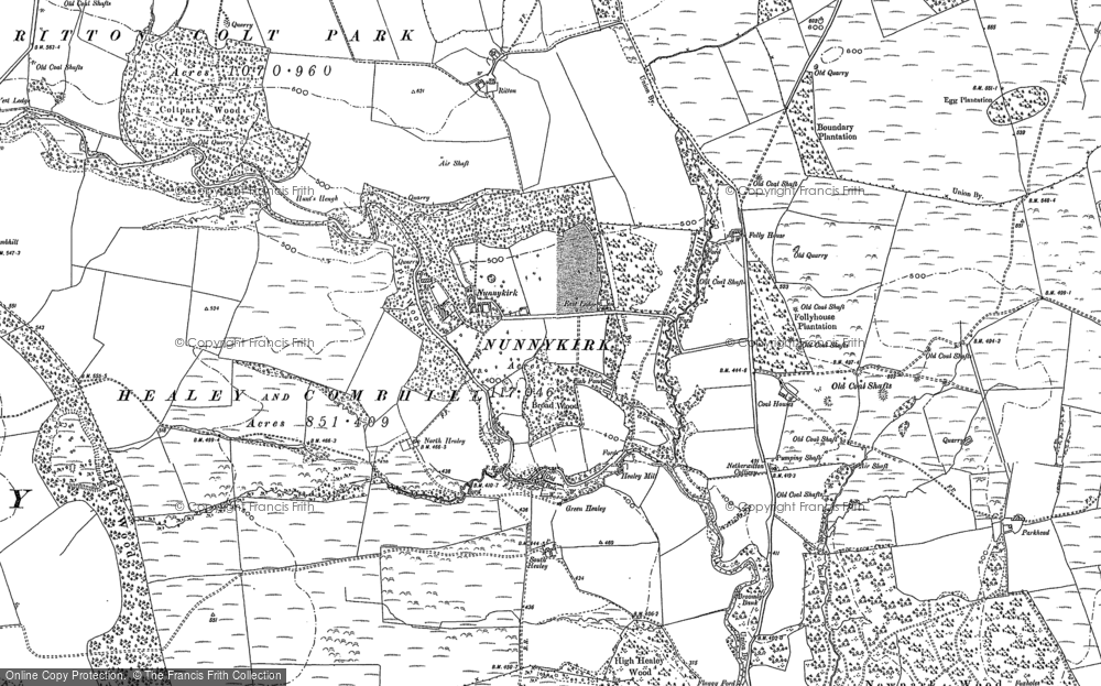 Old Map of Nunnykirk, 1896 in 1896